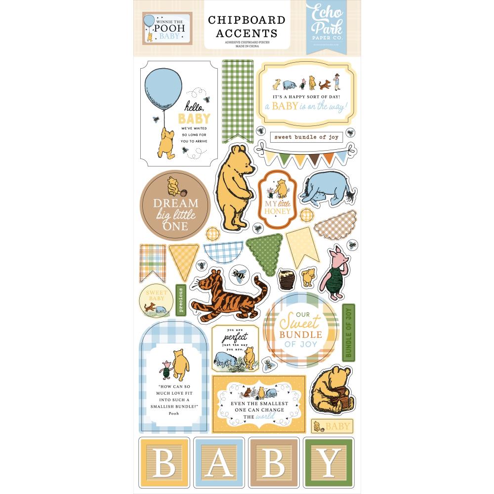 Echo Park Chipboard - Accents Winnie The Pooh Baby