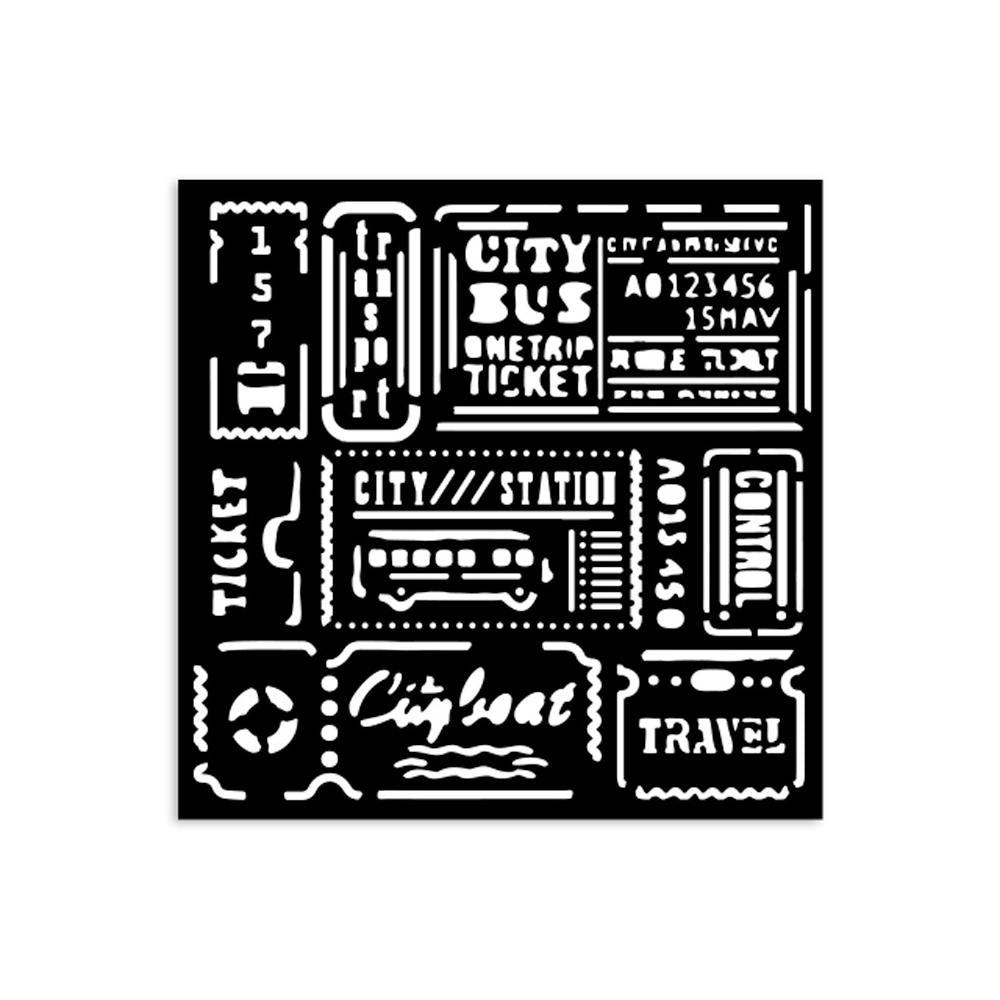 Stamperia Stencil 12cm x 12cm - Art Of Travelling Tickets