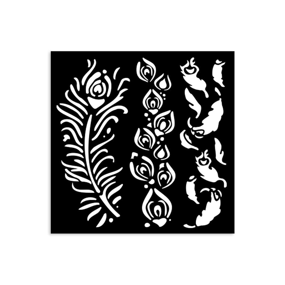 Stamperia Stencil 12cm x 12cm - Masquerade Feathers