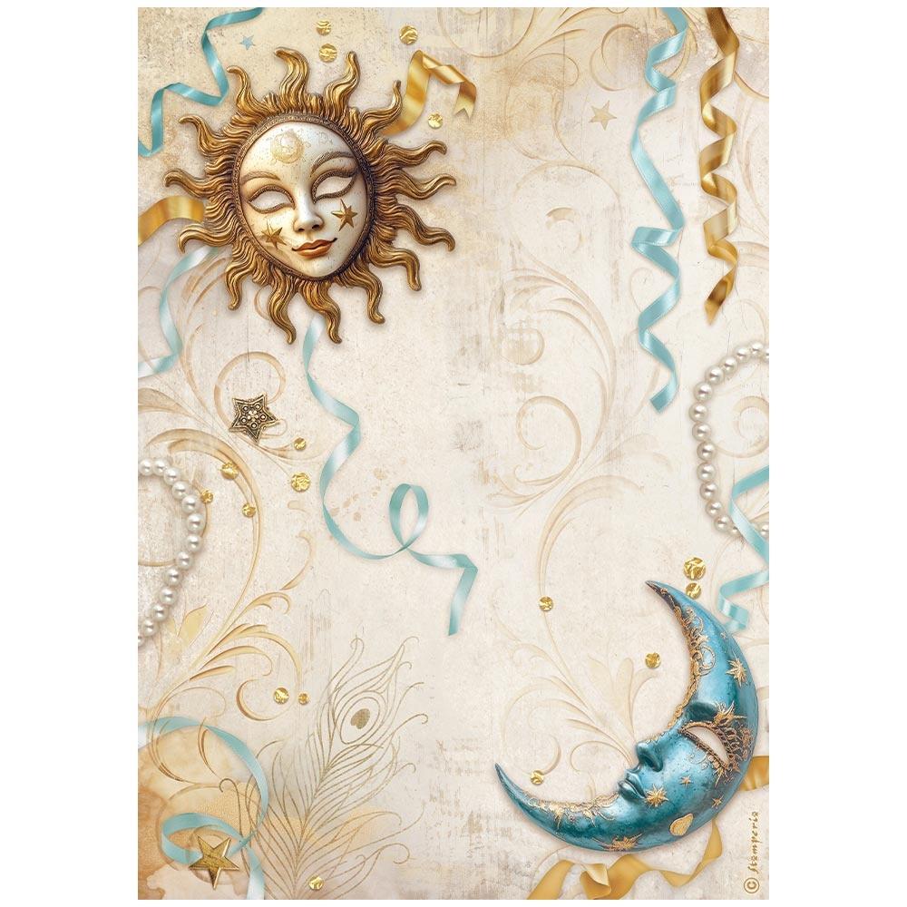 Stamperia Rice Paper Sheet A4 - Masquerade Sun & Moon