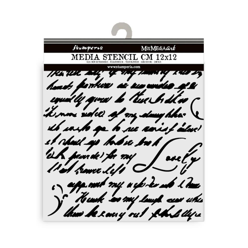 Stamperia Stencil 12cm x 12cm - Masquerade Handwriting