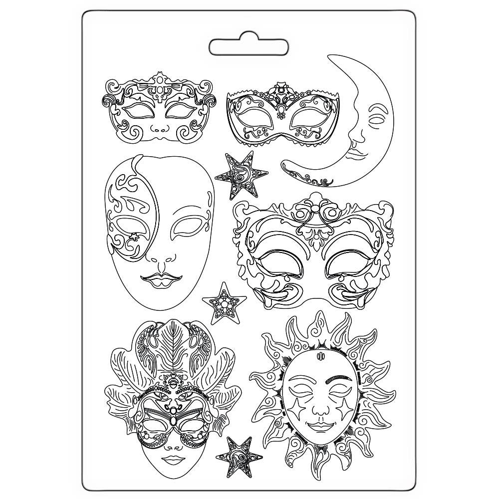 Stamperia Soft Maxi Mould A4 - Masquerade Masks