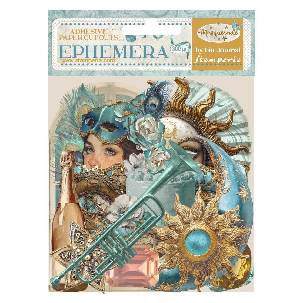 Stamperia Cardstock Ephemera Adhesive Paper Cut Outs - Masquerade