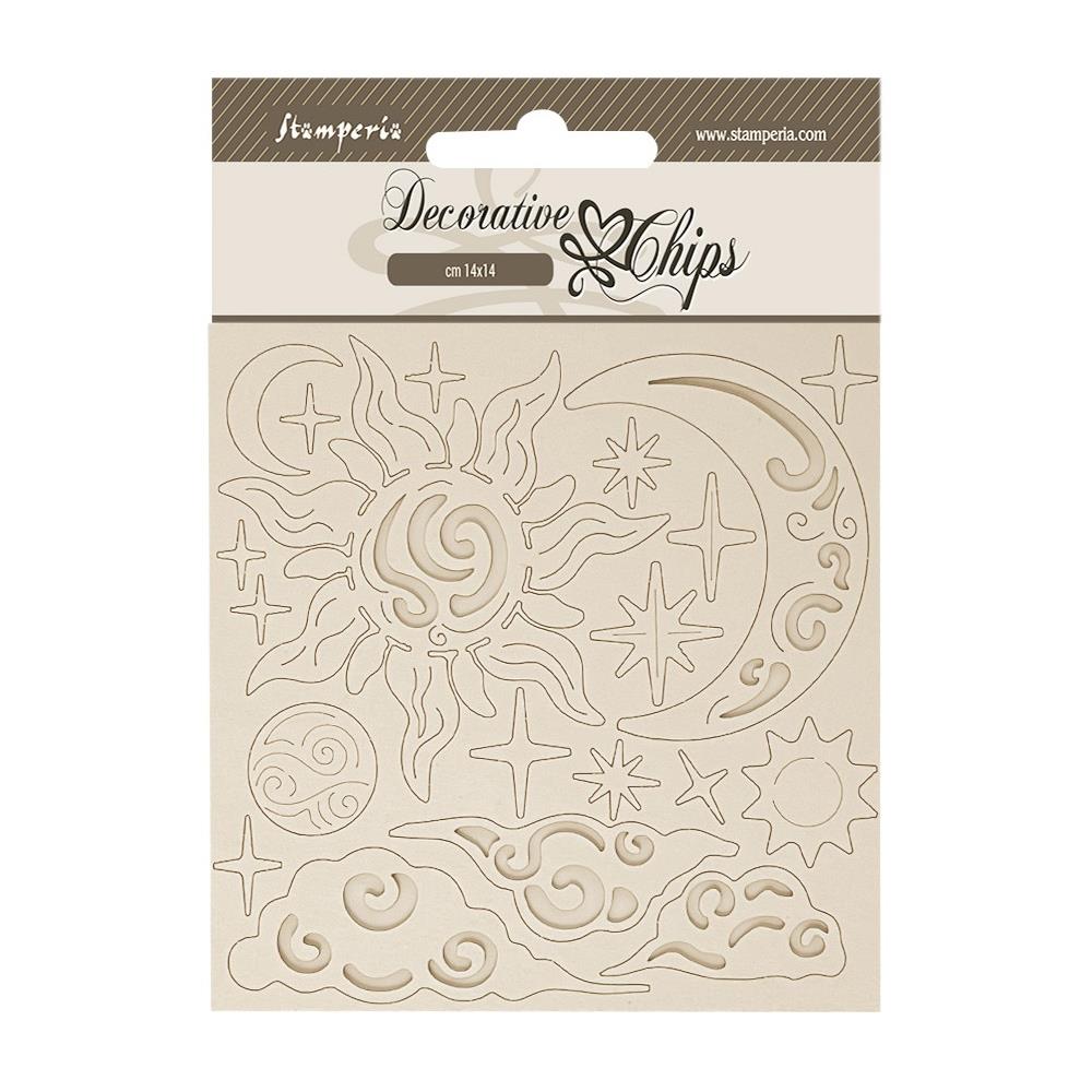 Stamperia Decorative Chips - Masquerade Sun & Moon