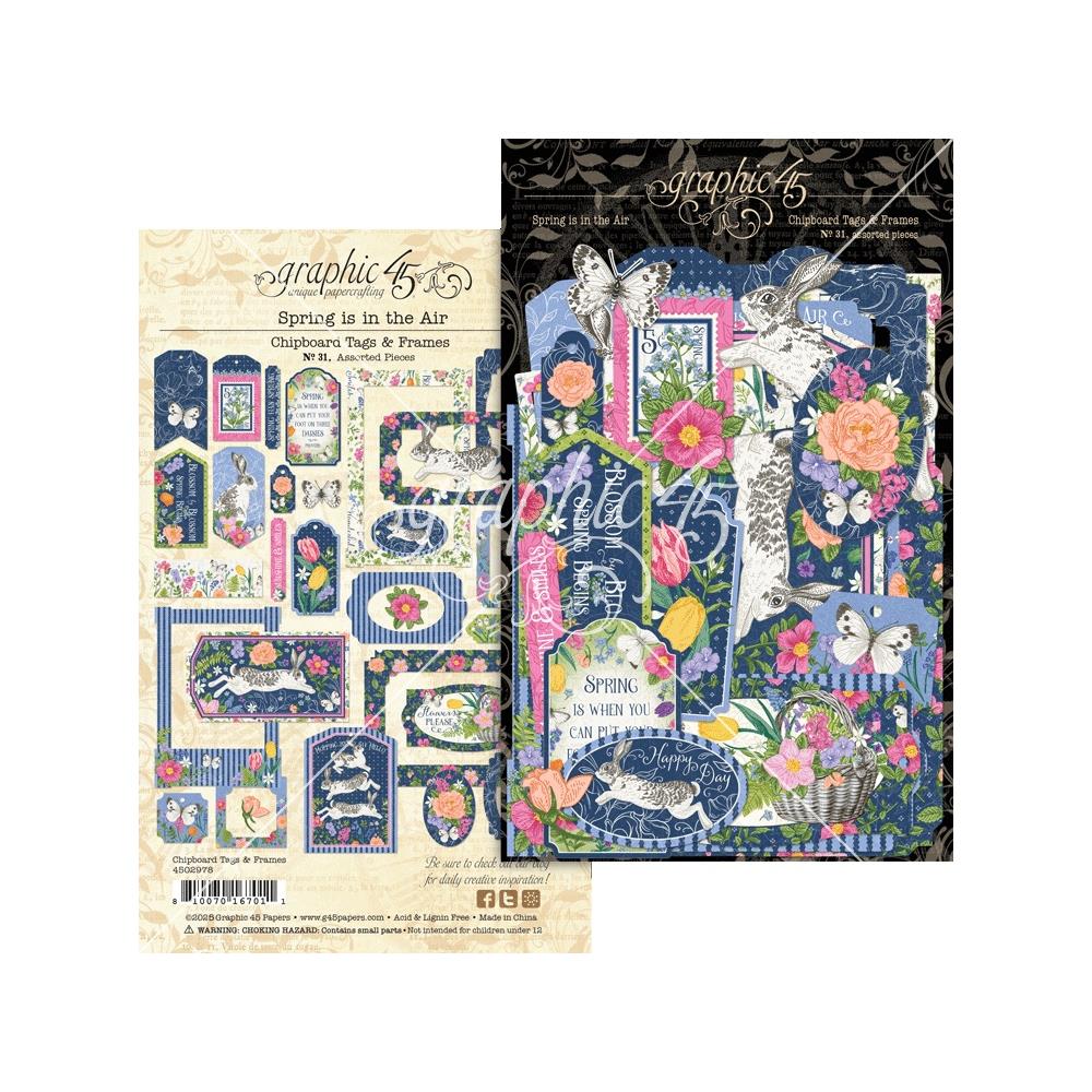Graphic 45 Ephemera Die-Cut Assortment - Tags & Frames Spring Is In The Air