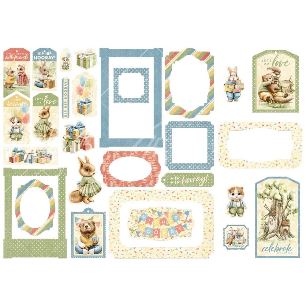 Graphic 45 Ephemera Die-Cut Assortment - Tags & Frames Hip Hip Hooray