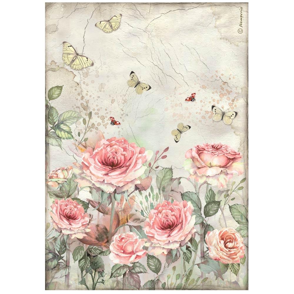 Stamperia Rice Paper Sheet A4 - House of Roses and Butterfly