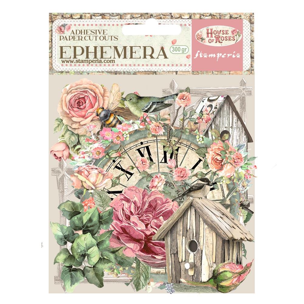 Stamperia Cardstock Ephemera Adhesive Paper Cut Outs - House of Roses
