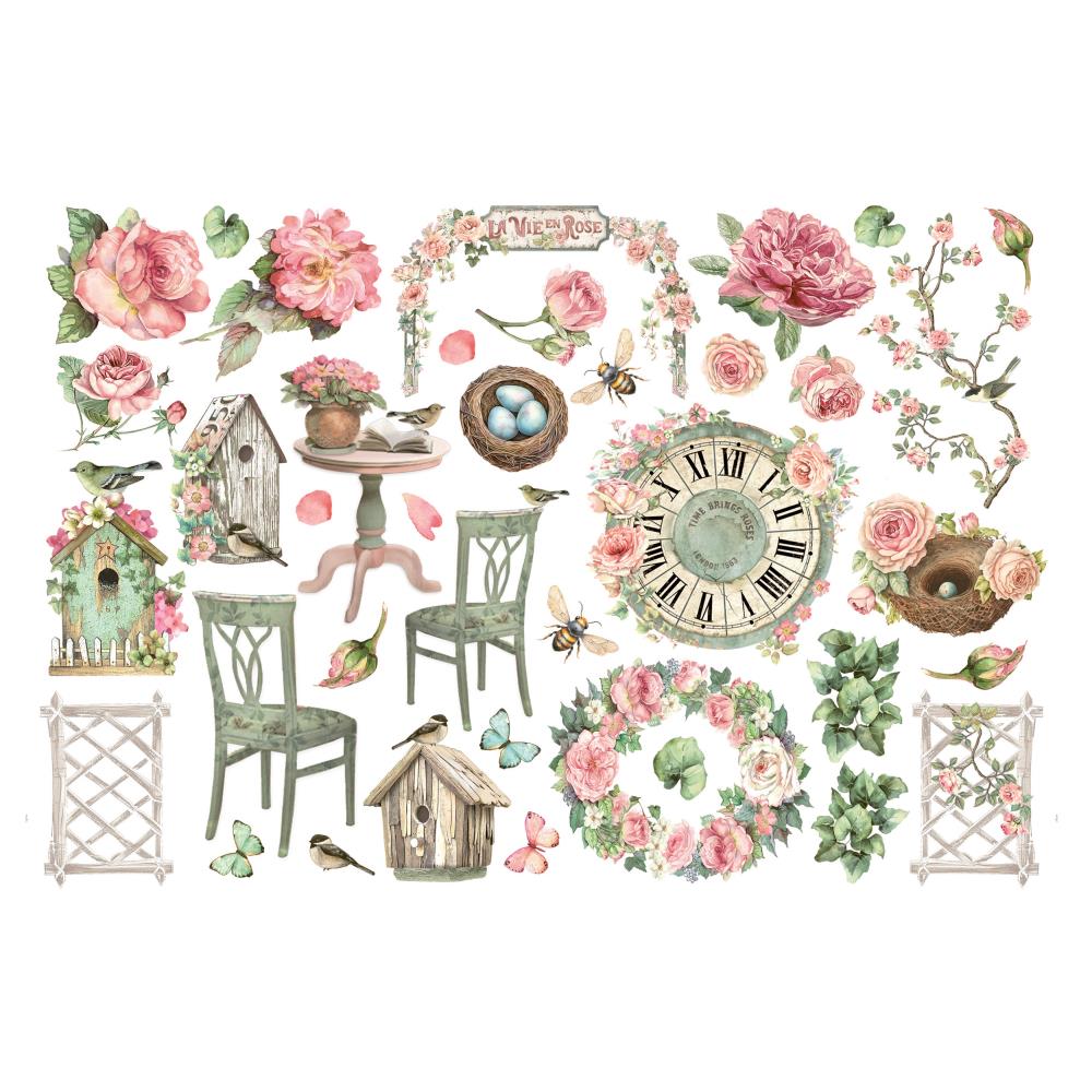 Stamperia Cardstock Ephemera Adhesive Paper Cut Outs - House of Roses