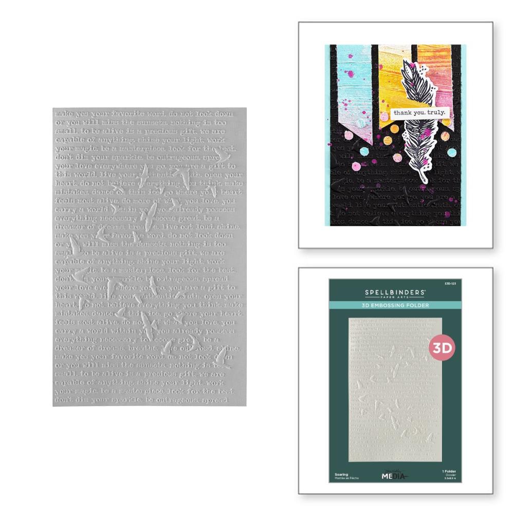 Spellbinders 3D Embossing Folder - Soaring Collaged Birds