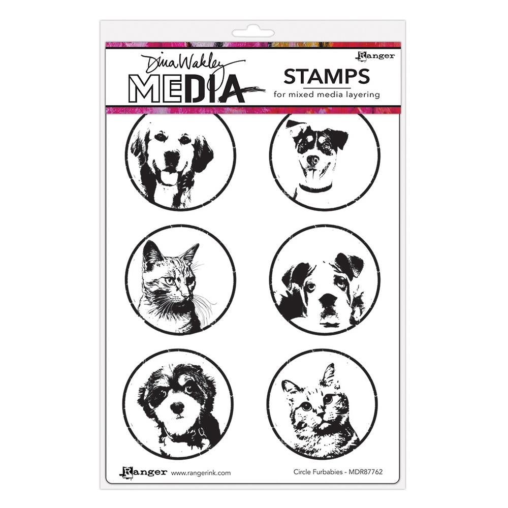Dina Wakley Media Cling Stamps - Circle Furbabies