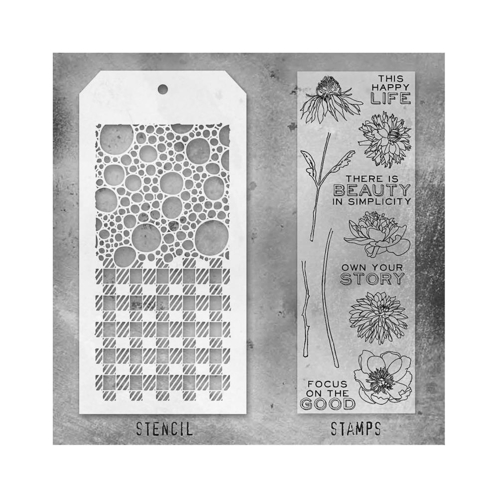 Tim Holtz Mixed-Media Stamps & Stencil - Set #24