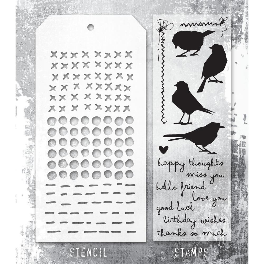 Tim Holtz Mixed-Media Stamps & Stencil - Silhouette Birds