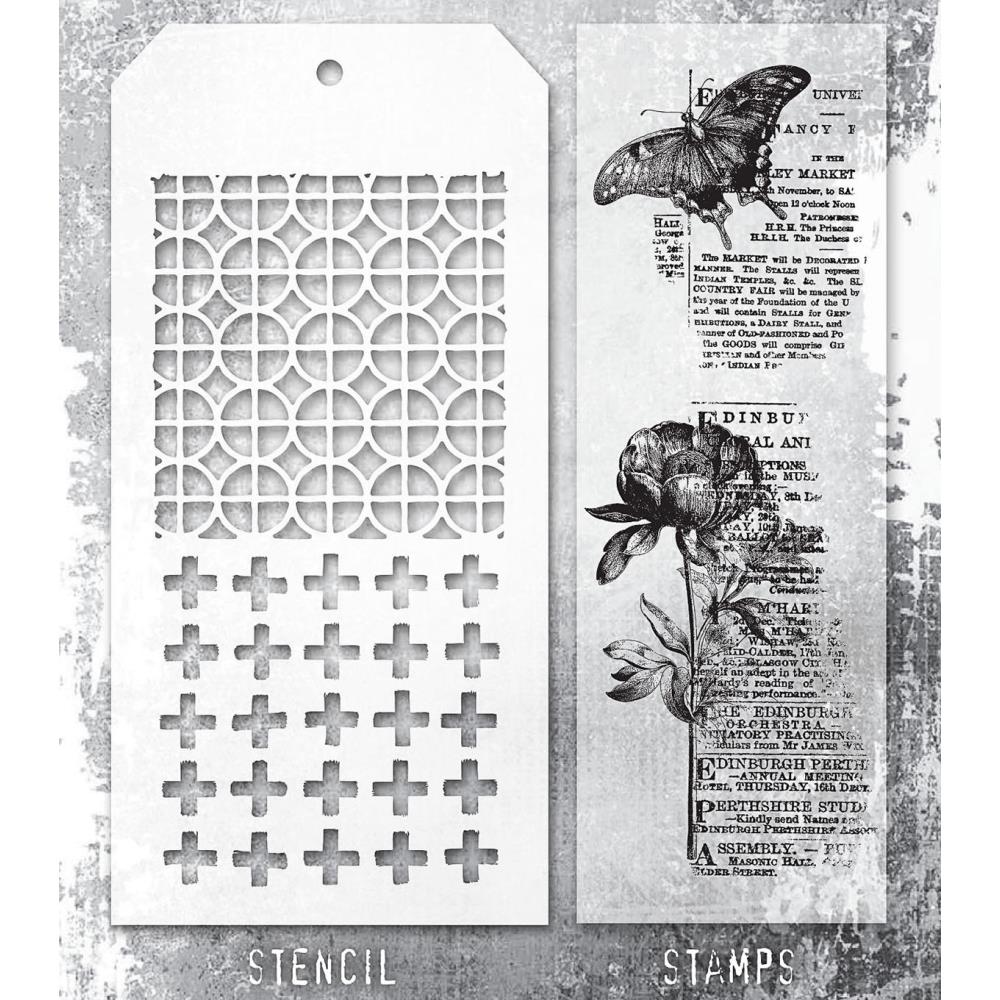 Tim Holtz Mixed-Media Stamps & Stencil - Set #60