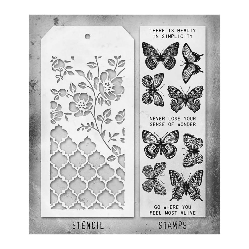 Tim Holtz Mixed-Media Stamps & Stencil - Set #44