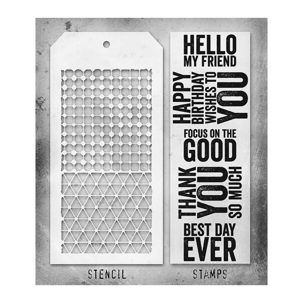 Tim Holtz Mixed-Media Stamps & Stencil - Set #40