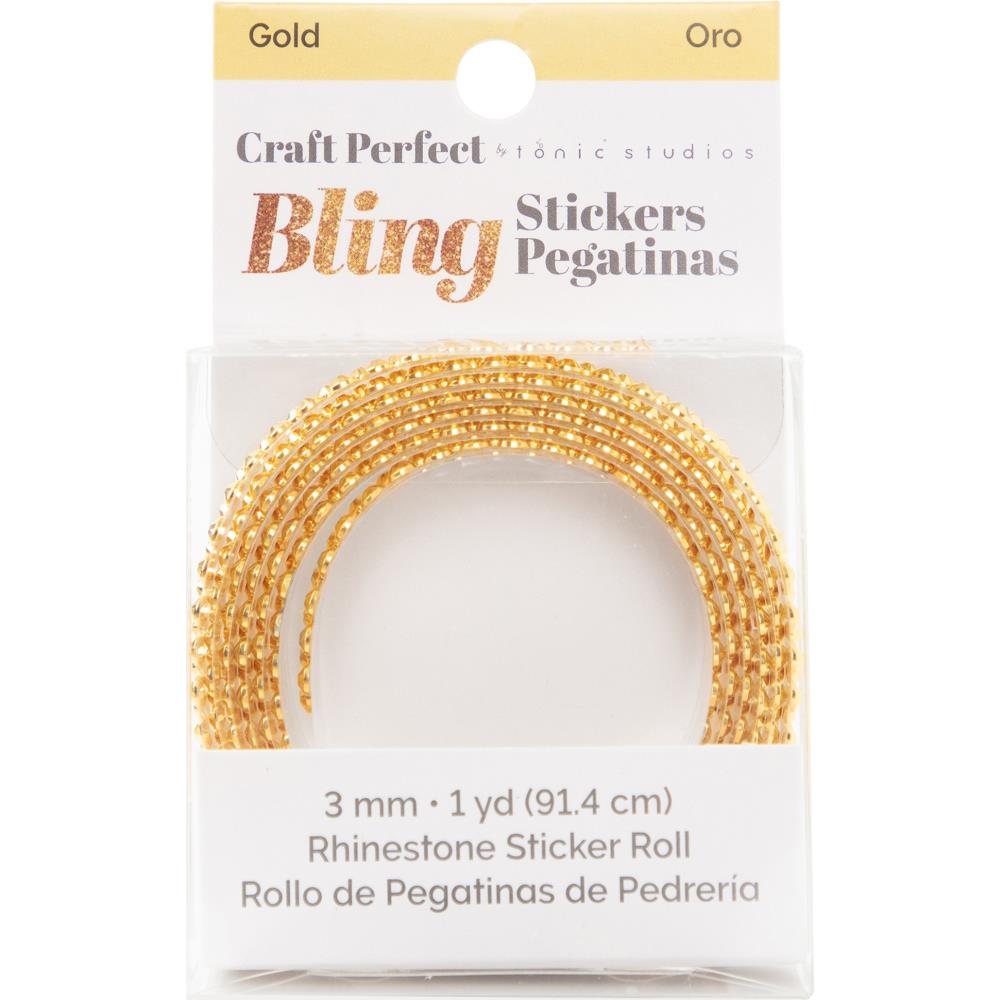 Craft Perfect Rhinestone Sticker Roll 1YD - Gold