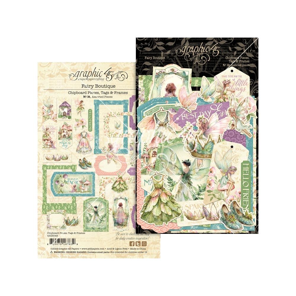 Graphic 45 Ephemera Die-Cut Assortment - Tags & Frames Fairy Boutique