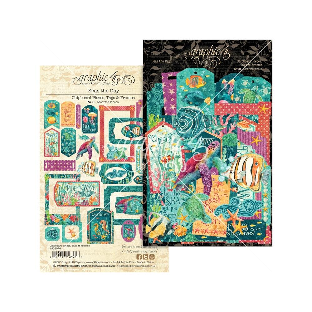Graphic 45 Ephemera Die-Cut Assortment - Tags & Frames Seas the Day