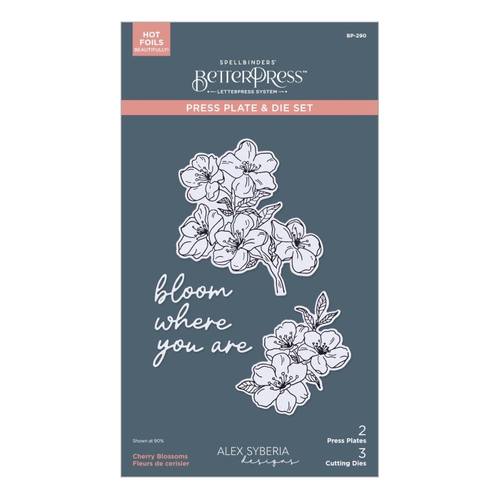 Spellbinders Press Plate and Die Set - Spring in Kyoto - Cherry Blossoms