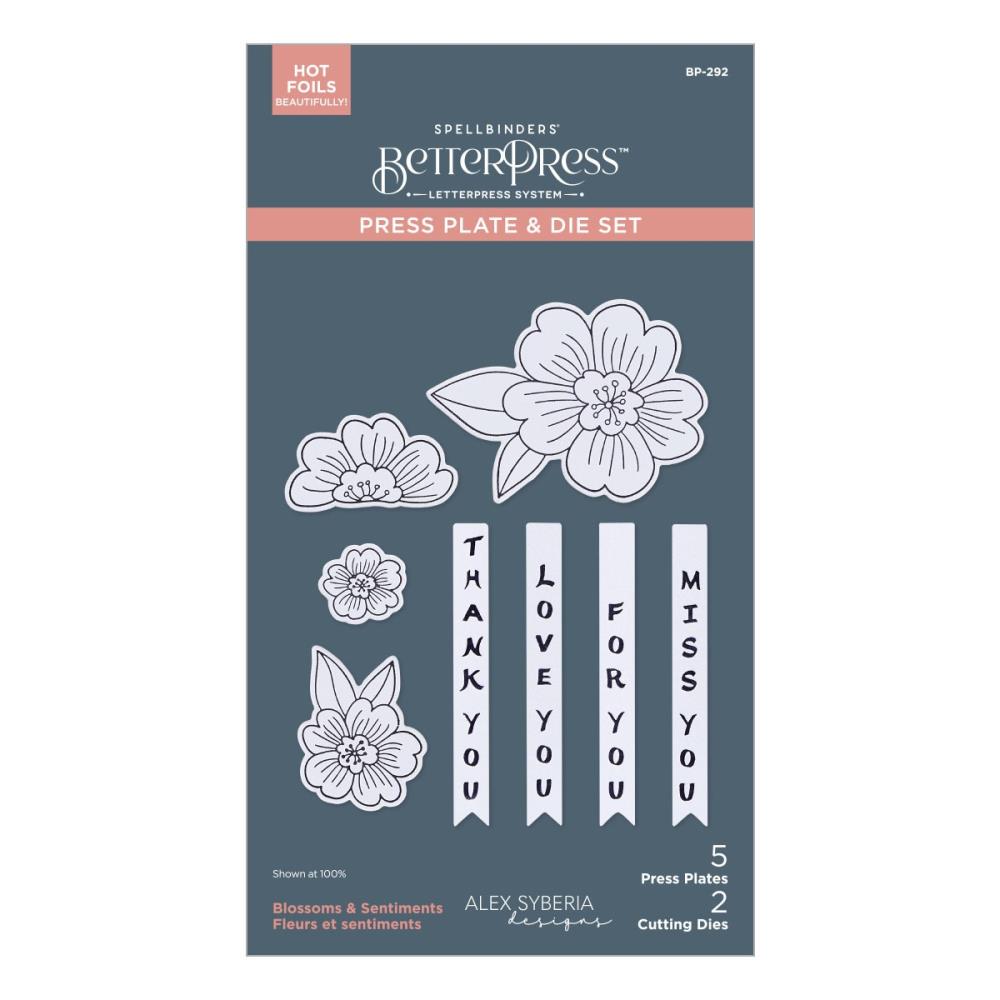 Spellbinders Press Plate & Die Set - Blossoms & Sentiments - Spring in Kyoto