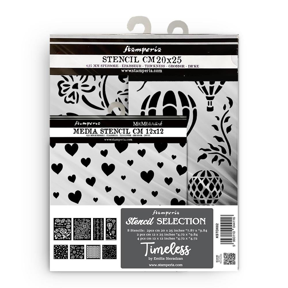 Stamperia Media Stencil Assortment - Timeless 8pk