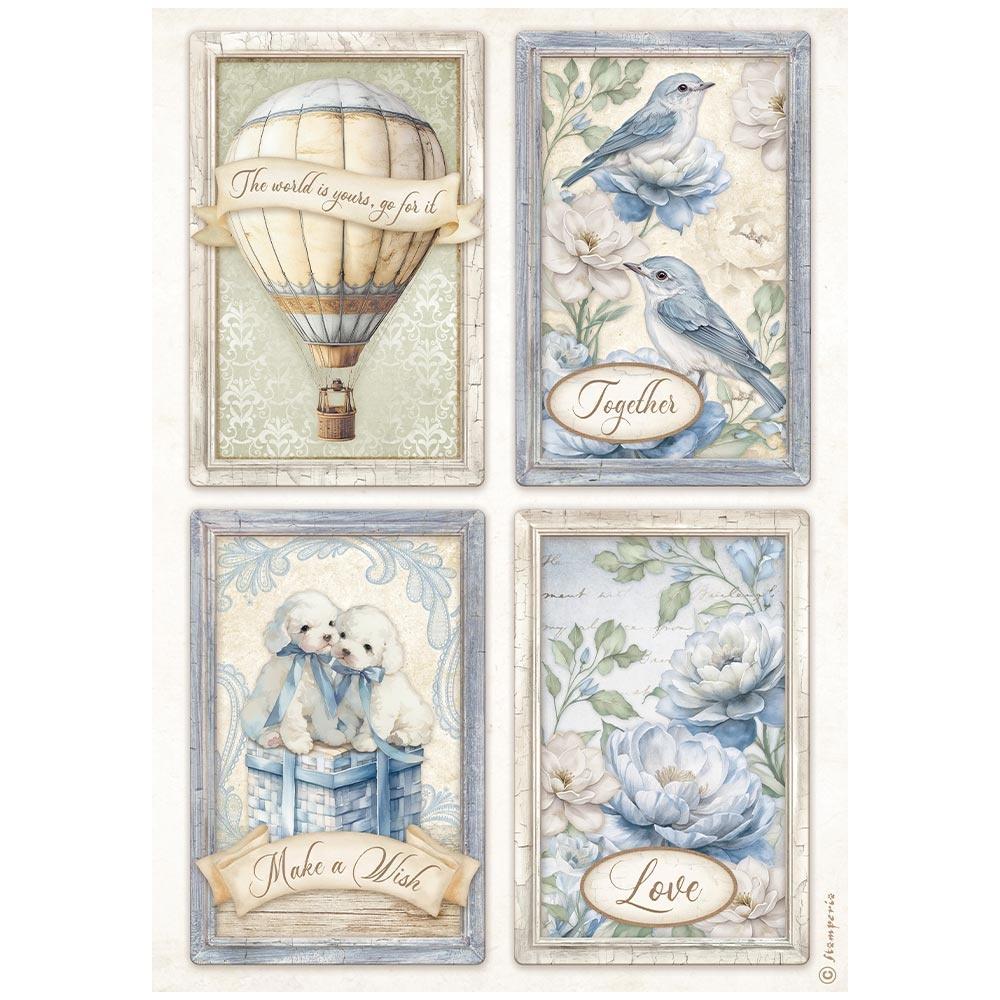 Stamperia Rice Paper Sheet A4 - Timeless 4 Cards