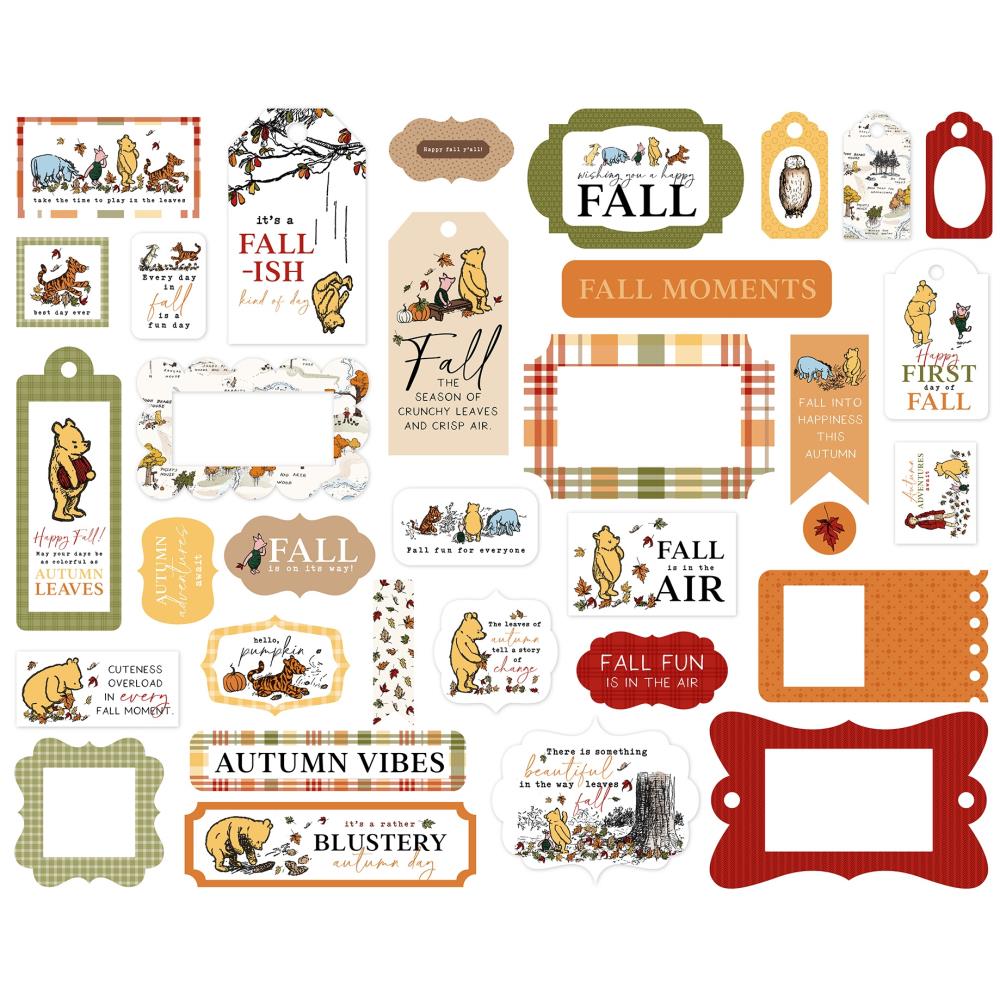Echo Park Winnie the Pooh Autumn Frames and Tags Ephemera for scrapbooking, card making, journaling, mixed media and seasonal paper crafts