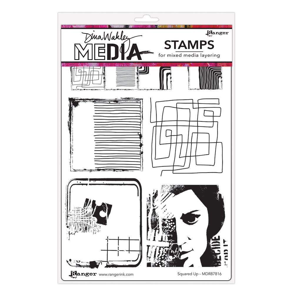 Dina Wakley Media Cling Stamps - Squared Up