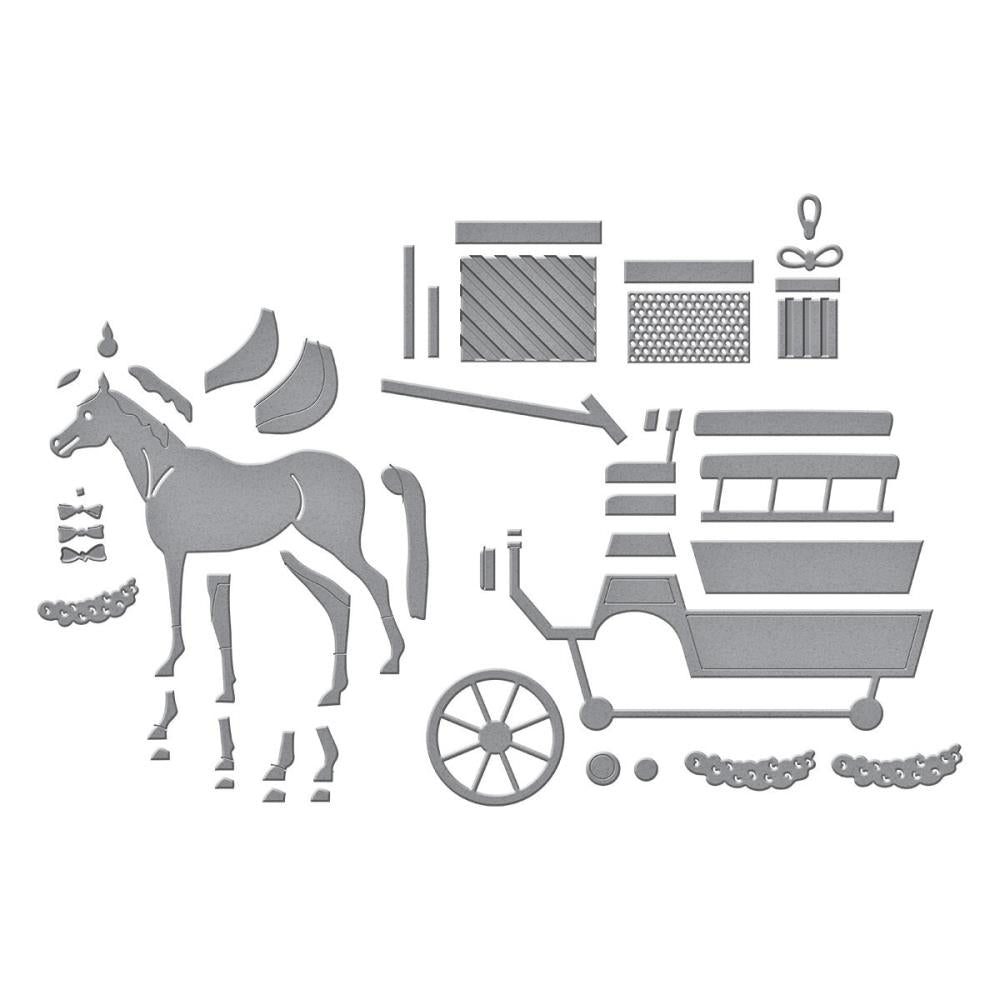 Spellbinders Etched Dies - Christmas Horse-Drawn Wagon