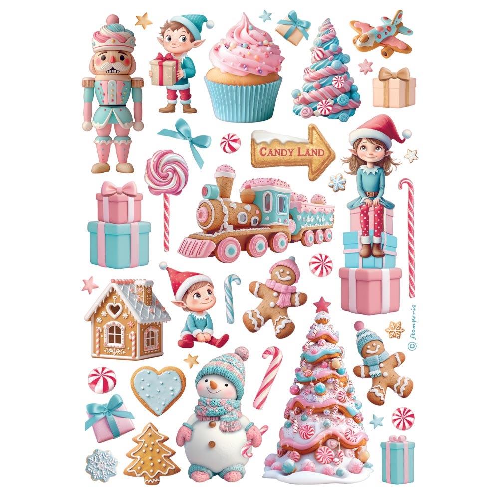Stamperia Rice Paper Sheet A4 - Candy Christmas Elements