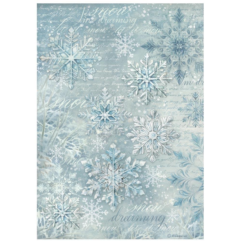 Stamperia Rice Paper Sheet A4 - The Owl's House Snowflakes