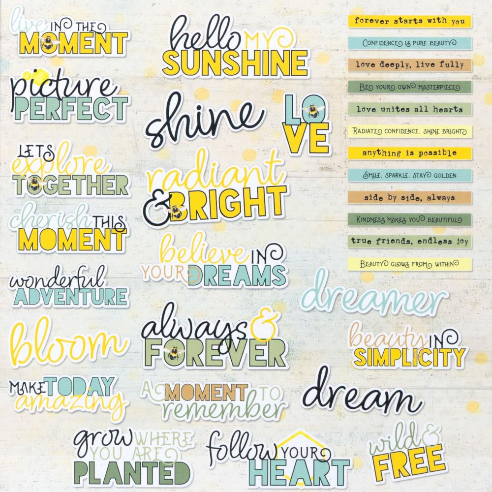 49 and Market Chipboard Set – Botanical Buzz Words