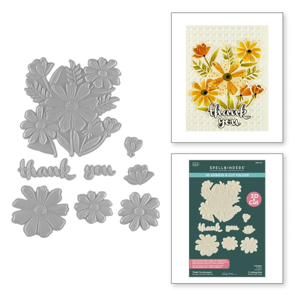 Spellbinders 3D Emboss & Cut Folder - Tabbed Classics Thank You Bouquet
