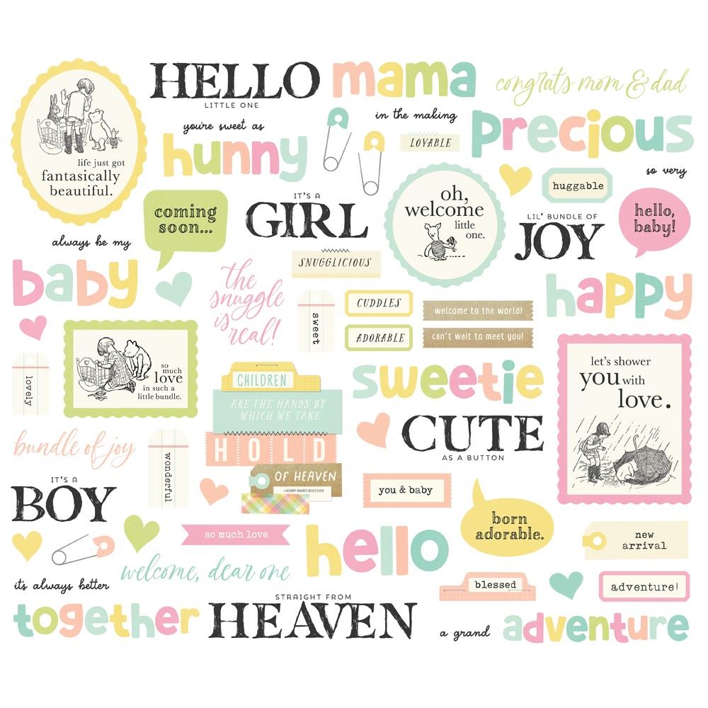 Simple Stories Sentiment Bits & Pieces Die Cuts - Classic Pooh Baby