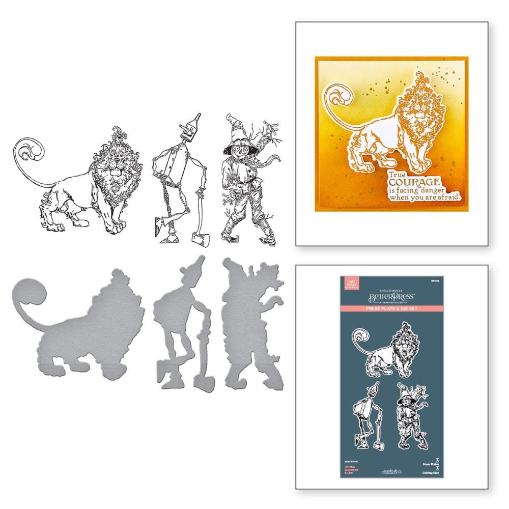 Spellbinders BetterPress Plate and Die Set - Tin Man Scarecrow & Lion Wonder Of Oz