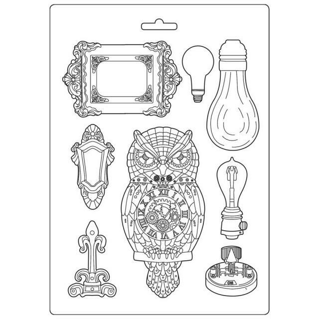 Stamperia Soft Maxi Mould A4 - Sir Vagabond owl and memories