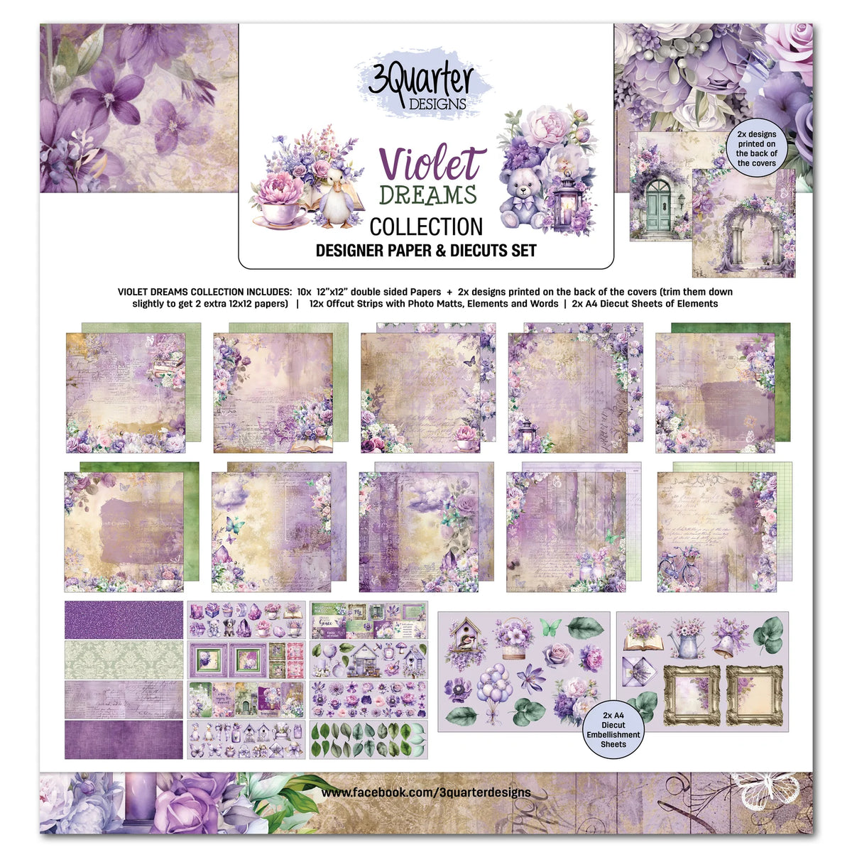 3Quarter Designs 12x12 Paper Pack - Violet Dreams