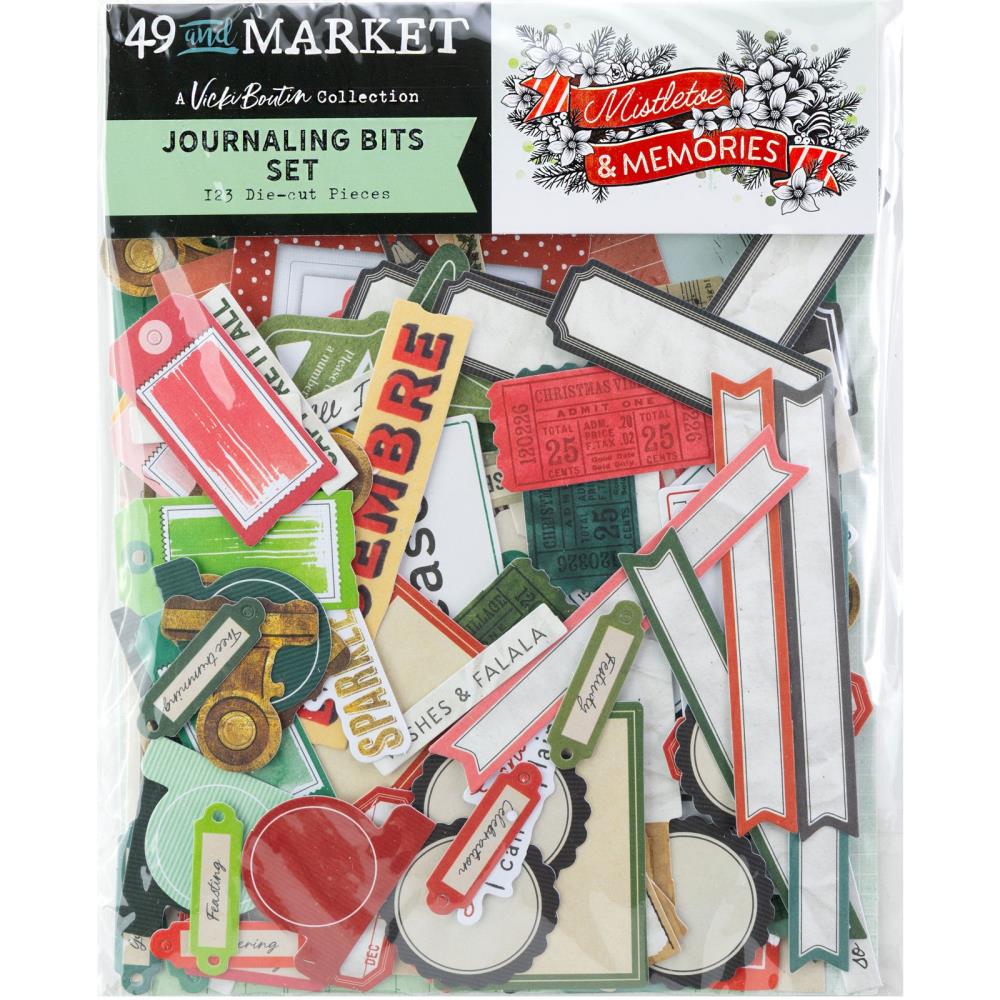 Packaged journaling bits set with decorative elements and '49 and Market' branding.