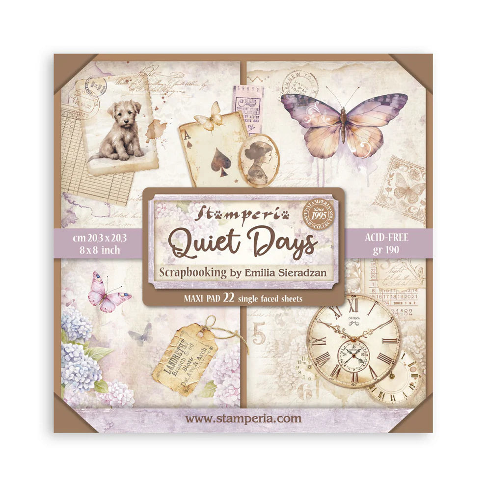 Stamperia Single-Sided Paper Pad 8x8 - Quiet Days