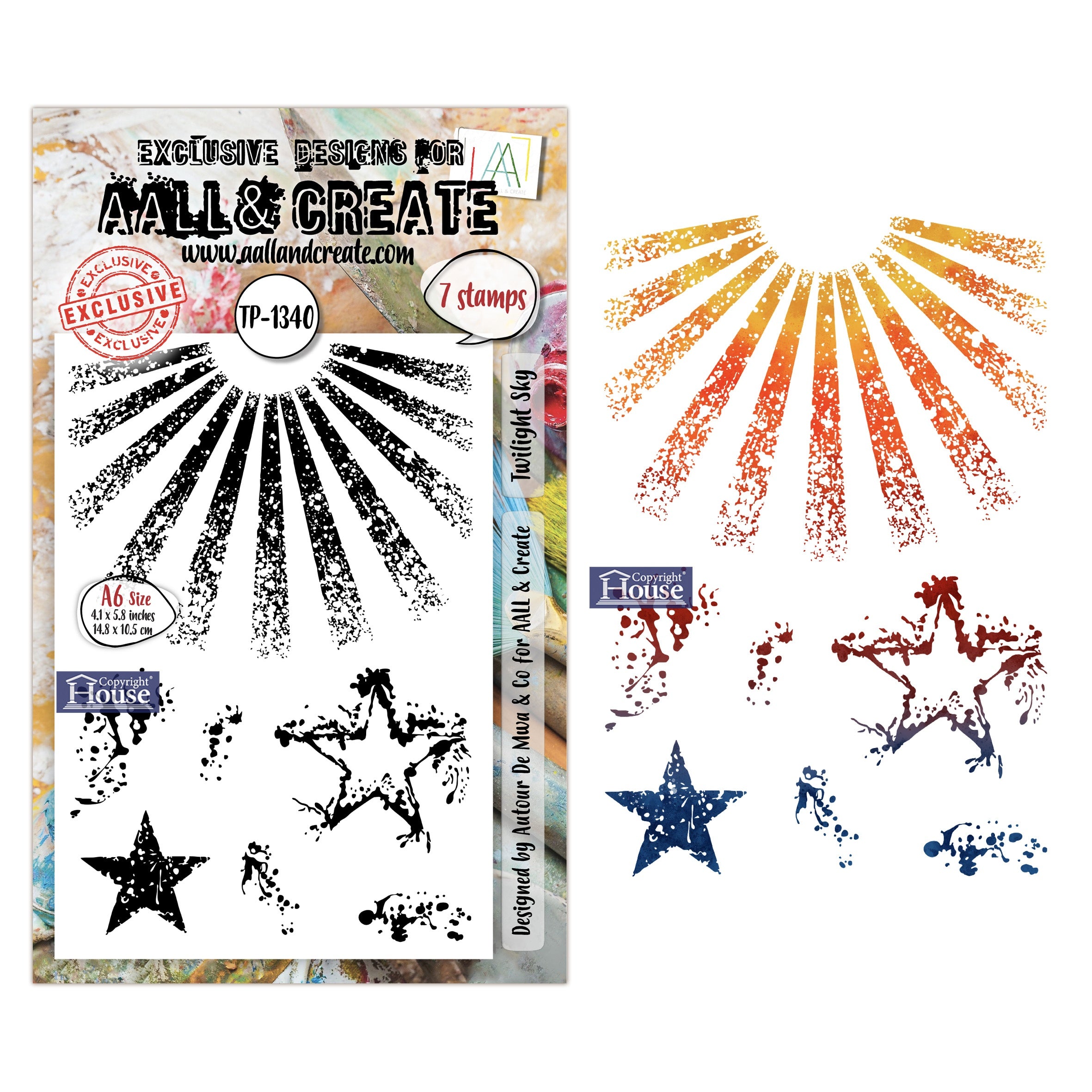 Add celestial, twilight-inspired designs to your paper craft projects with the AALL And Create Twilight Sky A6 Photopolymer Clear Stamp Set