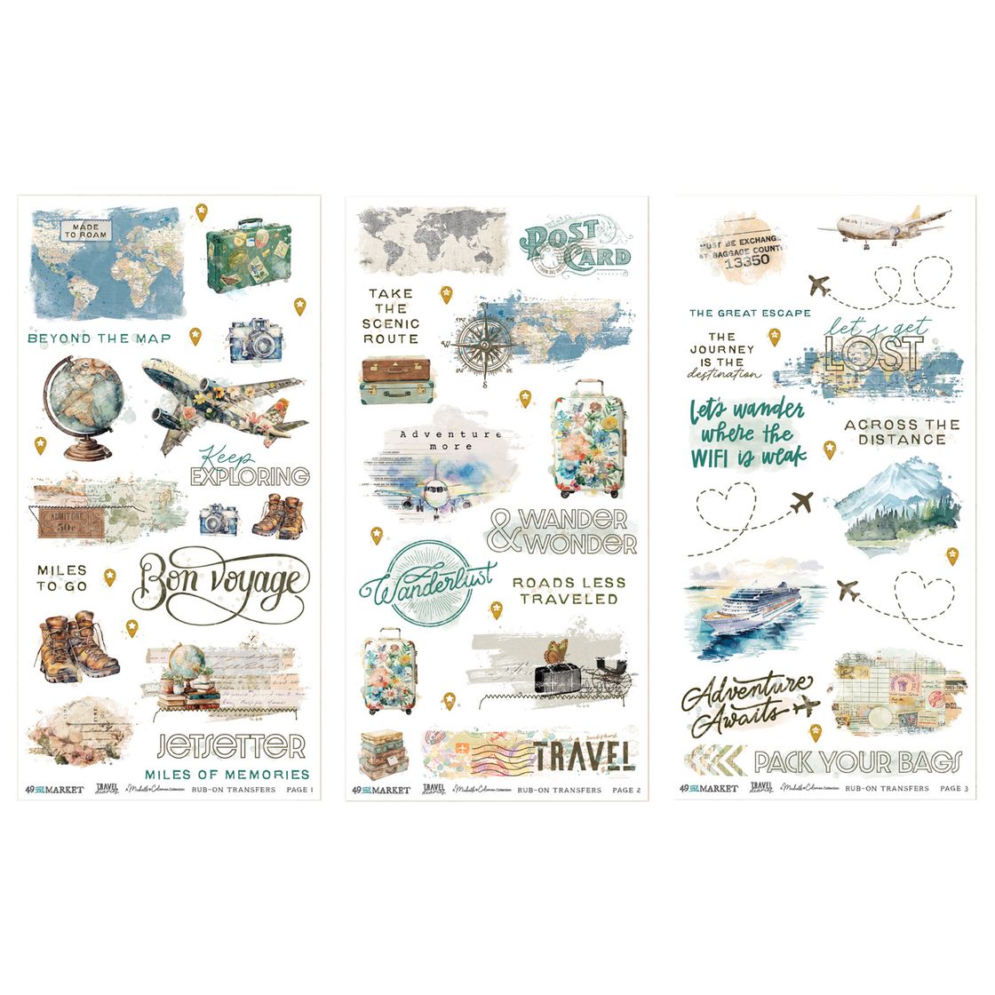 49 And Market Rub-On Transfer Set - Travel Diaries Blendable