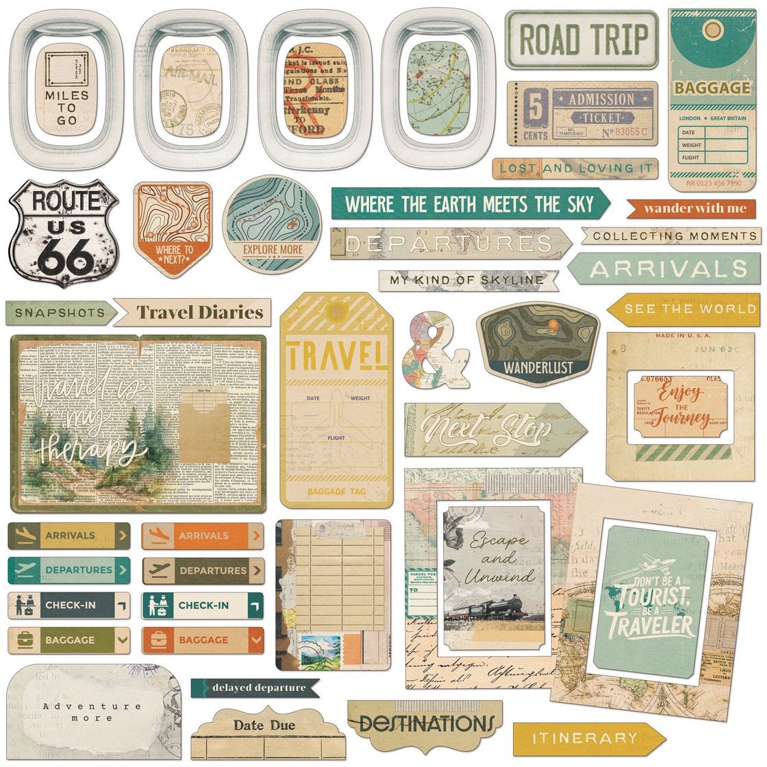 49 and Market Chipboard Set – Travel Diaries
