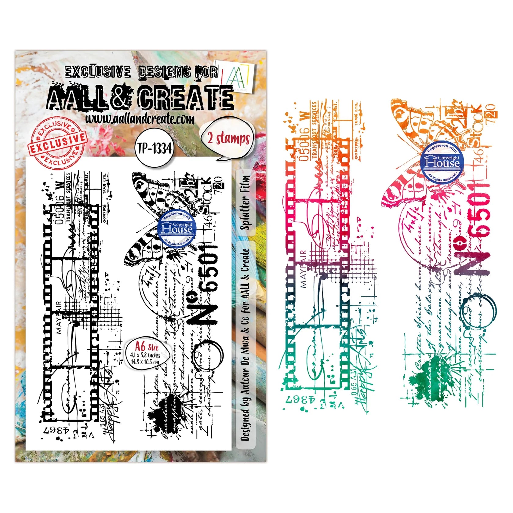butterfly, film strip and illustrations on a white background