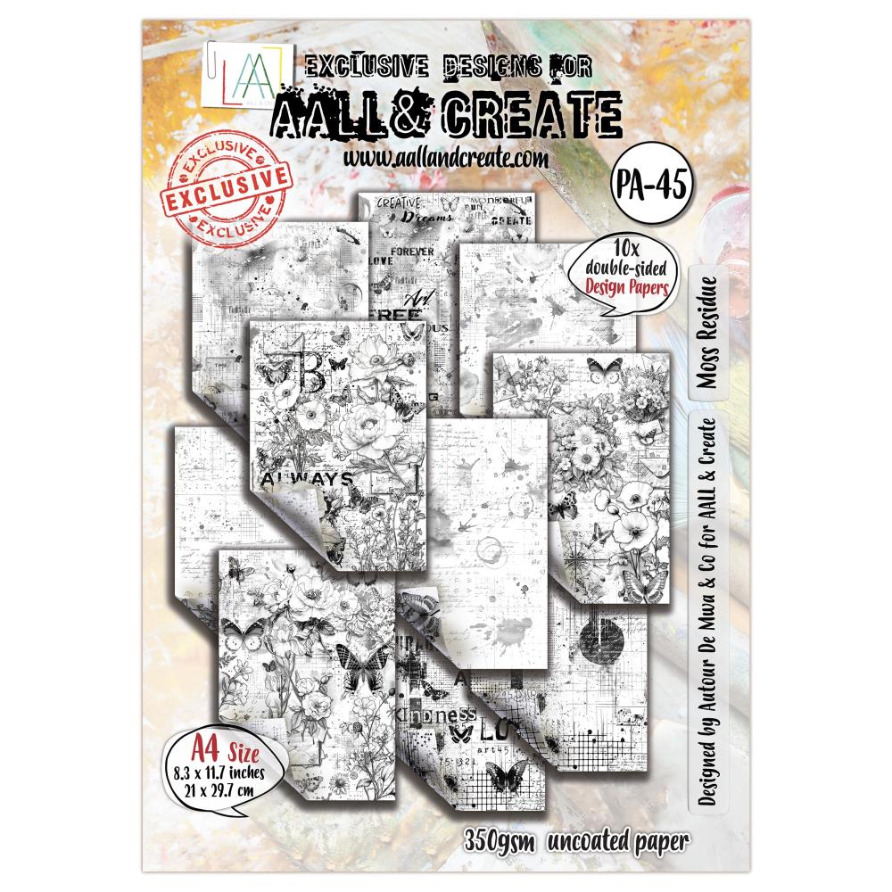 Packaging of All & Create design papers with various patterns on a white background.