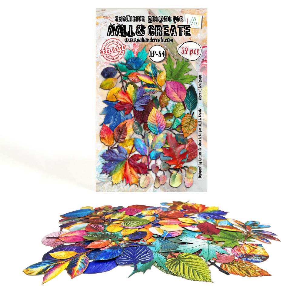 AALL & Create Ephemera – Vibrant Leafscape pack with 59 premium die-cut cardstock pieces for crafts