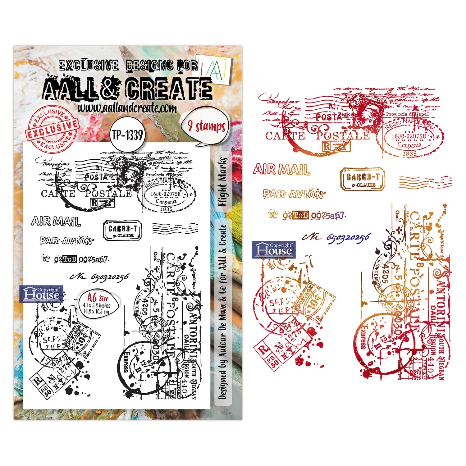 Add vintage travel and flight-inspired designs to your paper craft projects with the AALL And Create Flight Marks A6 Photopolymer Clear Stamp Set
