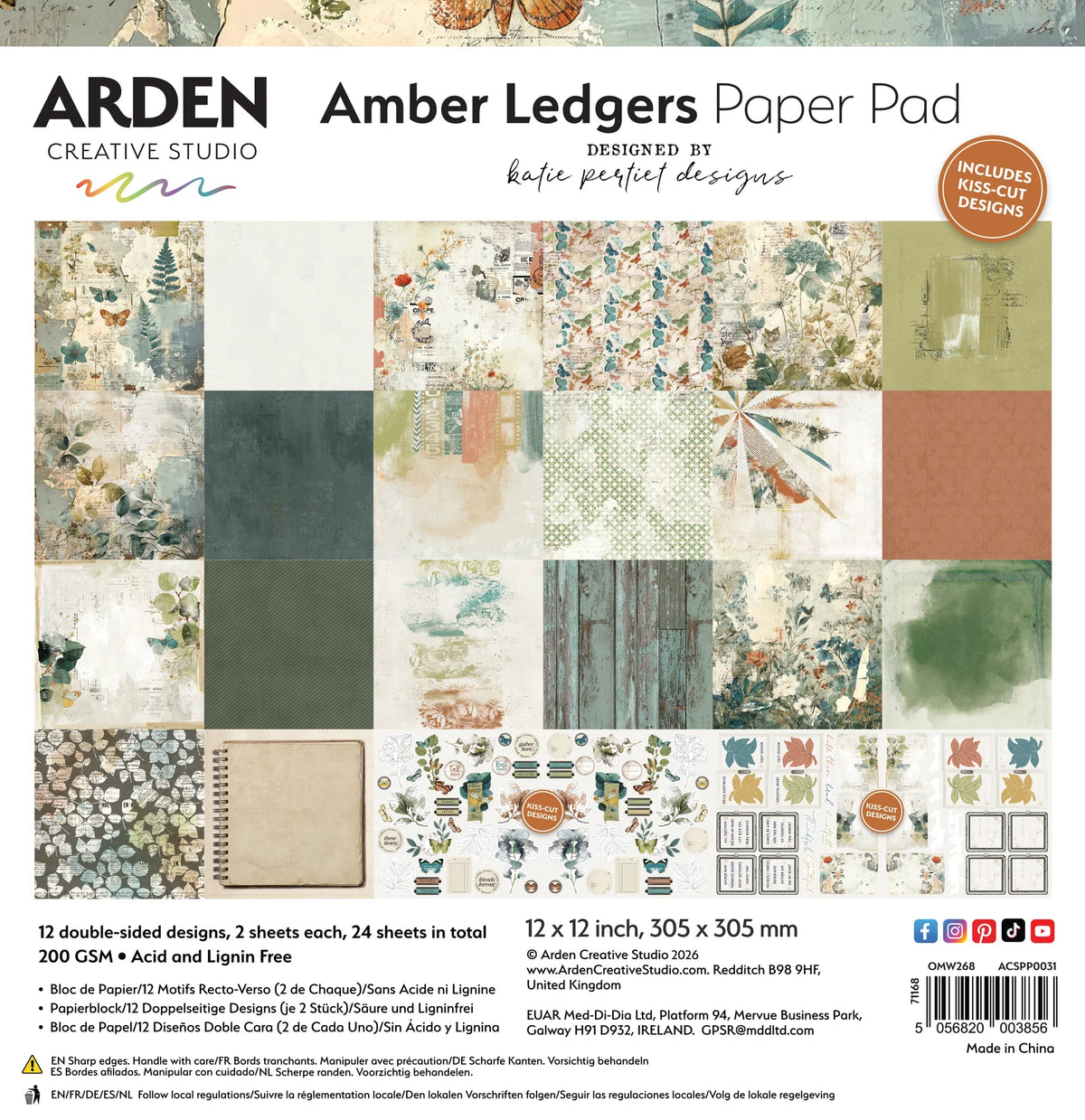 Arden 12x12 Paper Pad - Amber Ledgers