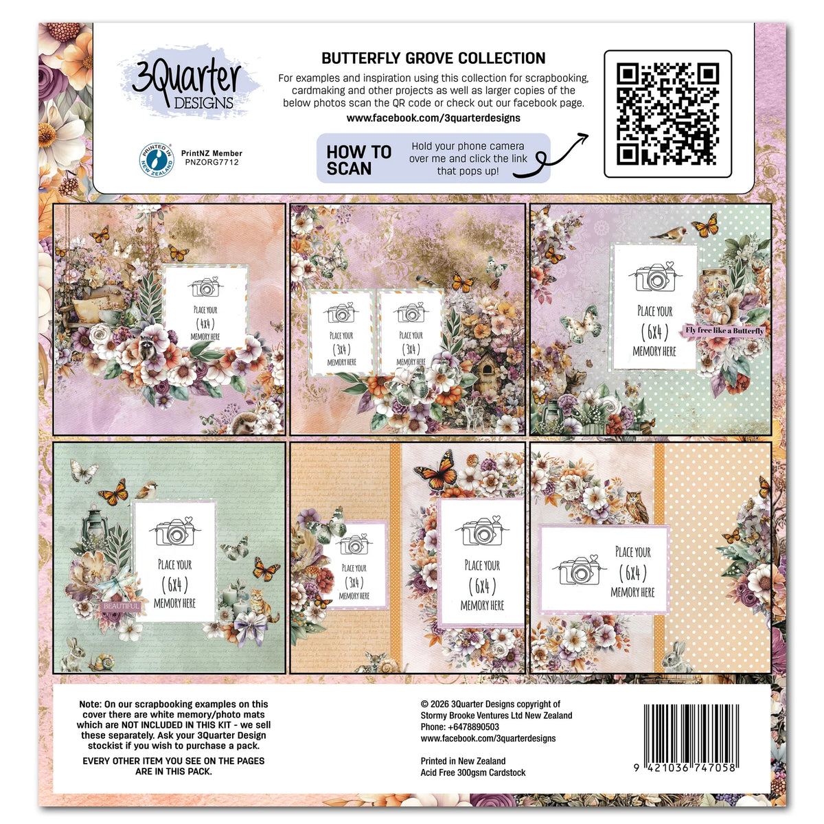 3Quarter Designs 12x12 Paper Pack - Butterfly Grove