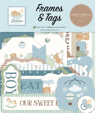 Collection of die-cut cardstock pieces with teddy bears and text, featuring Carta Bella Paper Co. branding.